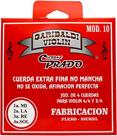 ENCORDADURA VIOLIN GARIBALDI-3/4 Y 4/4 JUEGO- NIKEL - HECHO EN MEXICO